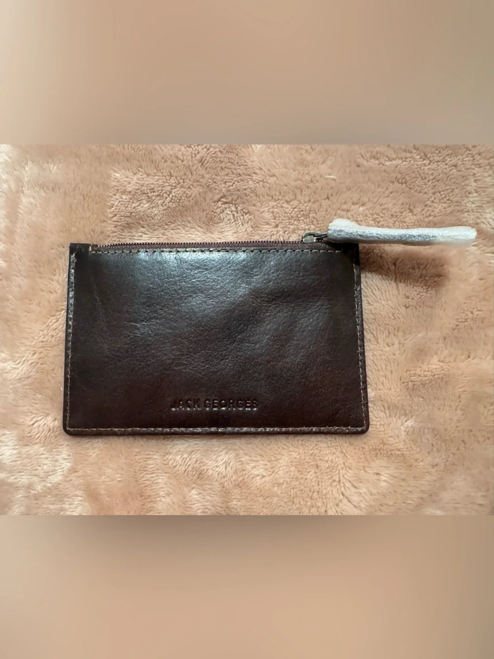 NIB New in Box Jack Georges Voyager Collection Leather Card Holder, Dark Brown